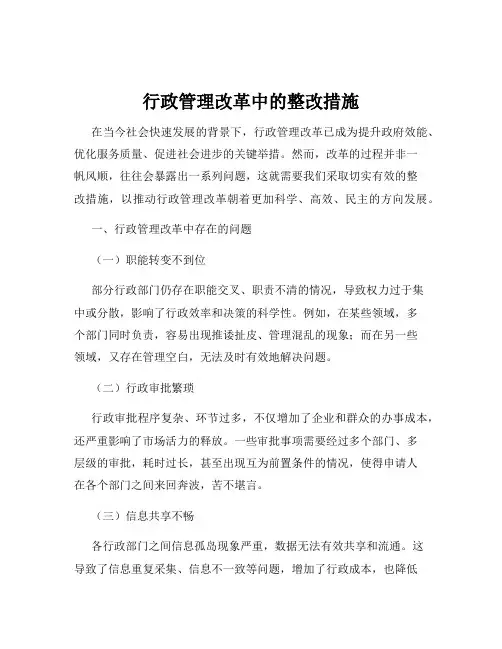 行政管理改革中的整改措施