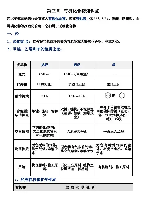 必修2  有机化合物知识点总结
