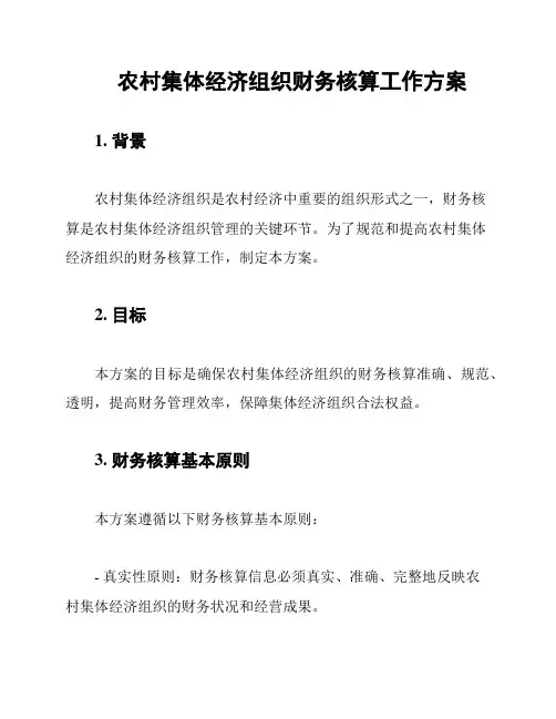 农村集体经济组织财务核算工作方案