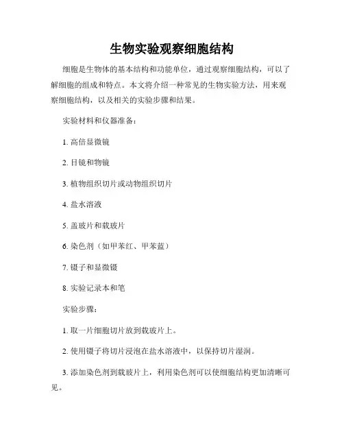生物实验观察细胞结构