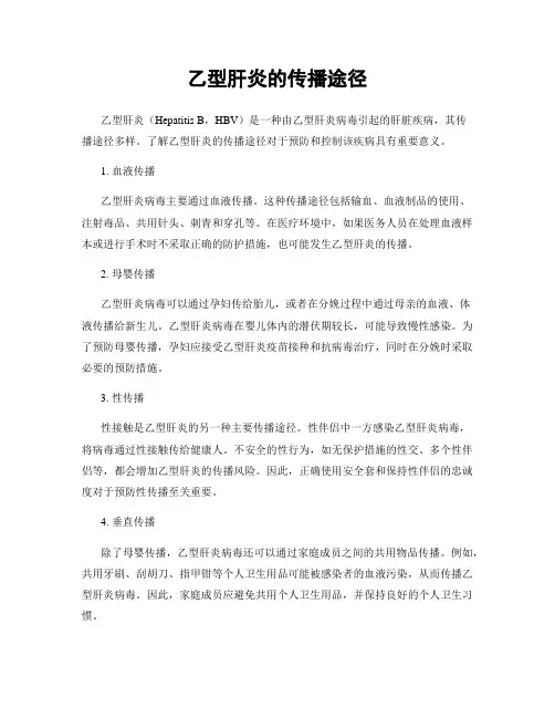 乙型肝炎的传播途径