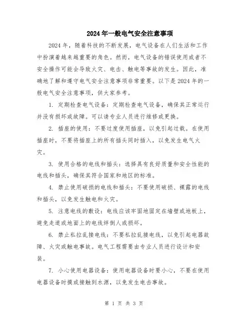 2024年一般电气安全注意事项