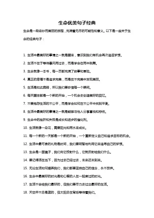 生命优美句子经典