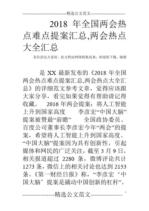 2018年全国两会热点难点提案汇总,两会热点大全汇总