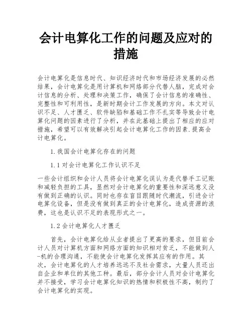 会计电算化工作的问题及应对的措施