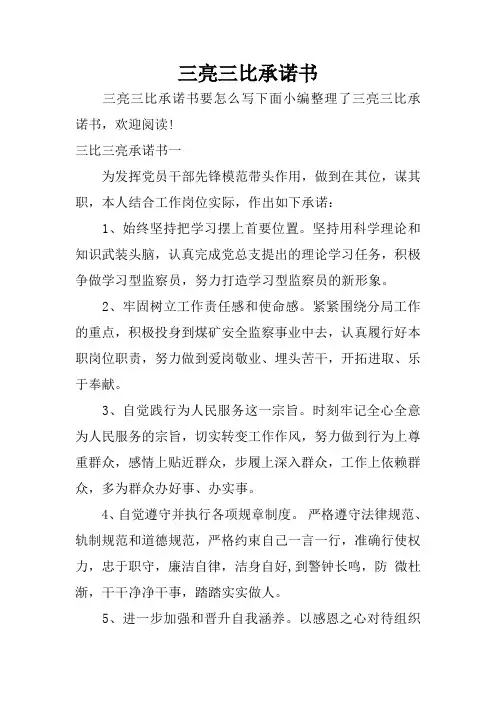 三亮三比承诺书