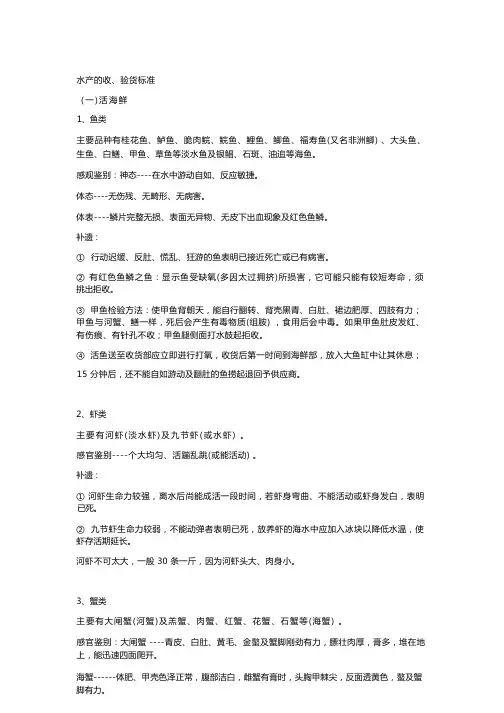 水产的收、验货标准