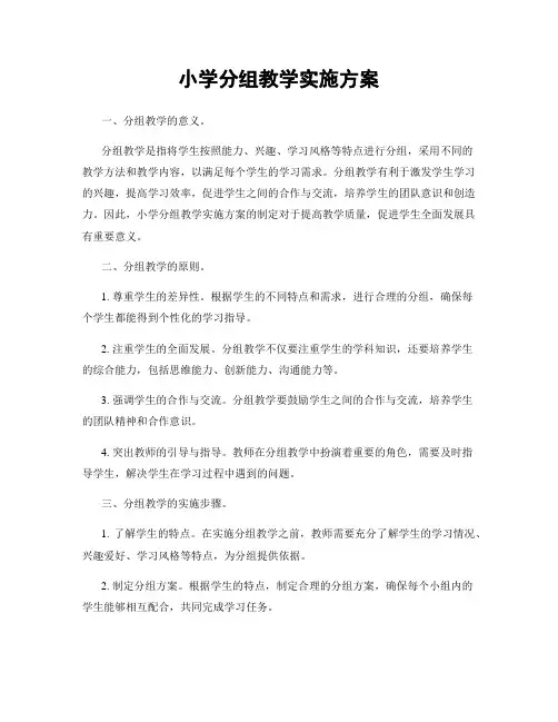 小学分组教学实施方案