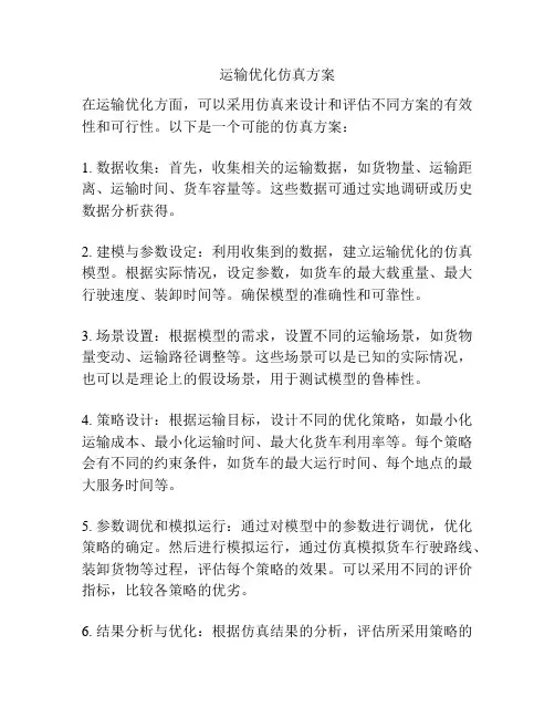 运输优化仿真方案
