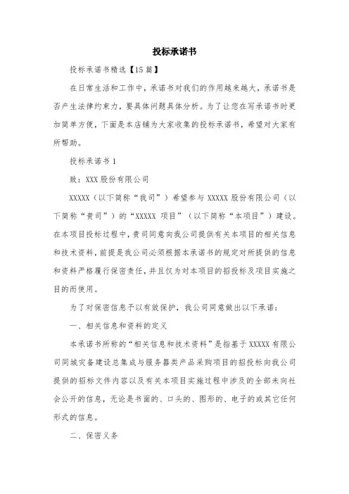 投标承诺书