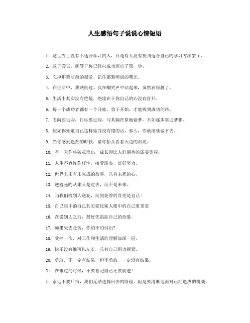 人生感悟句子说说心情短语