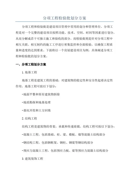 分项工程检验批划分方案