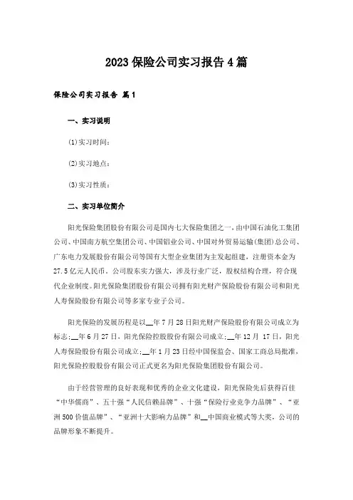 2023保险公司实习报告4篇_3