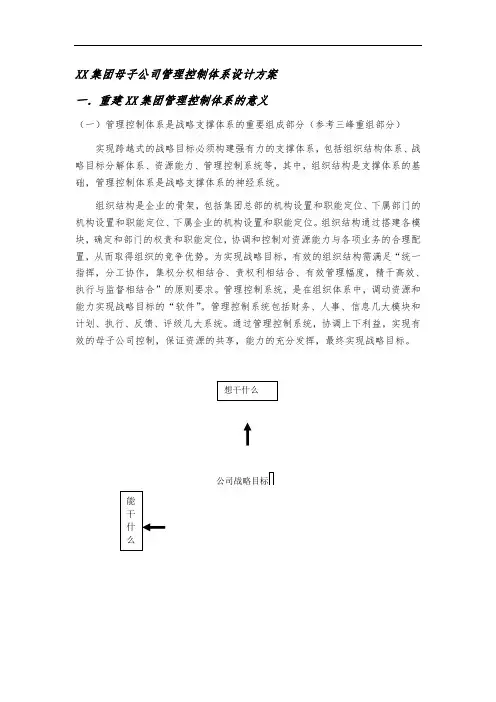 XX集团母子公司管理控制体系