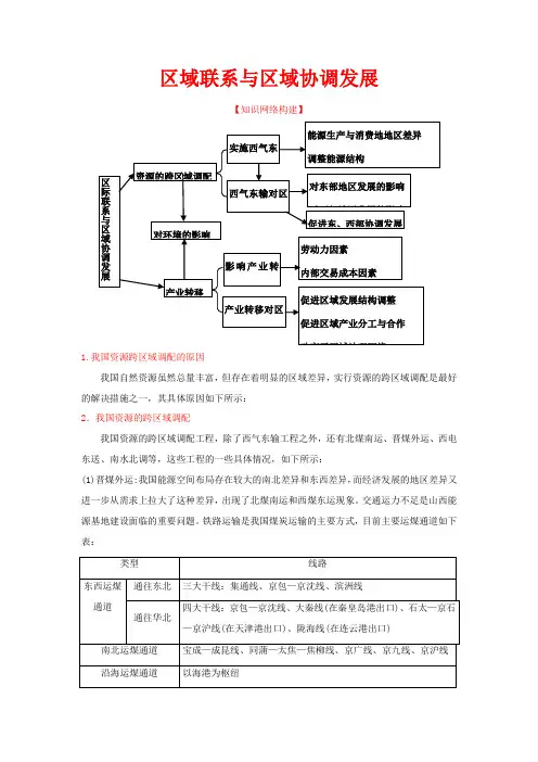 高中地理 第05章 区域联系与区域协调发展(结)新人教版必修3-新人教版高二必修3地理教案
