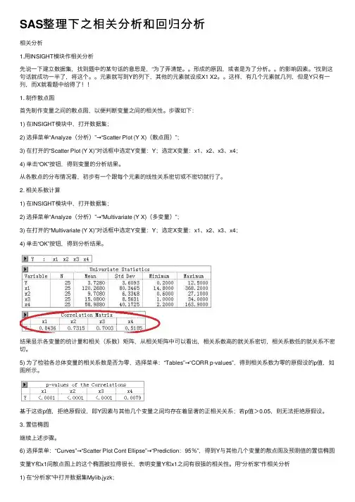 SAS整理下之相关分析和回归分析