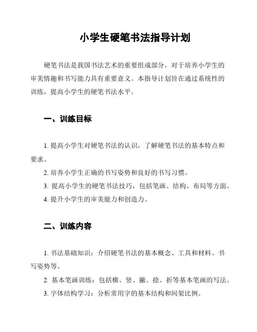 小学生硬笔书法指导计划