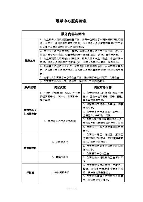售楼处案场服务标准