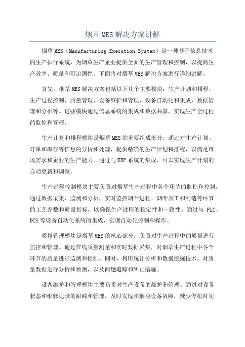 烟草MES解决方案讲解