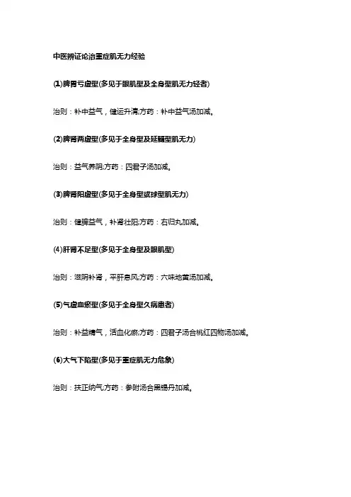 中医辨证论治重症肌无力经验