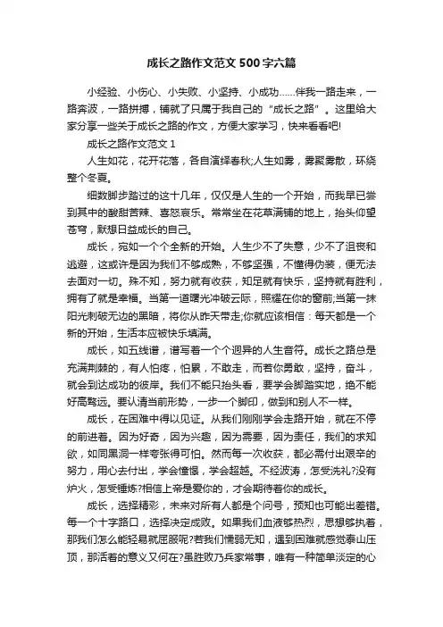 成长之路作文范文500字六篇