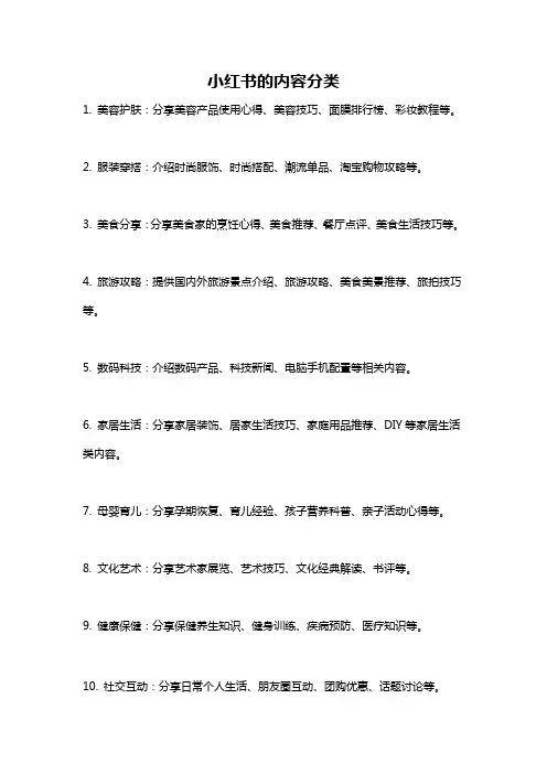 小红书的内容分类