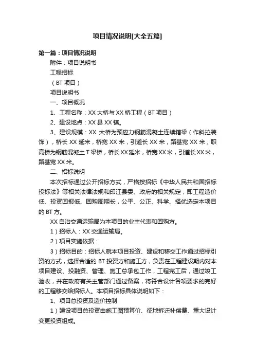 项目情况说明[大全五篇]