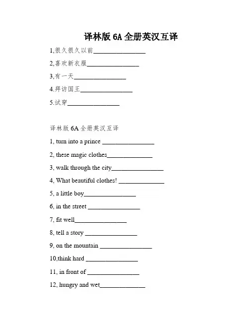 译林版6A全册英汉互译