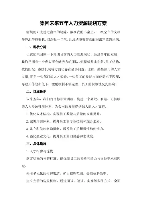集团未来~年人力资源规划方案