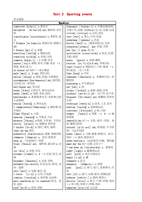 江苏省新沂市第二中学高三英语 专题复习 Unit 2 Sport