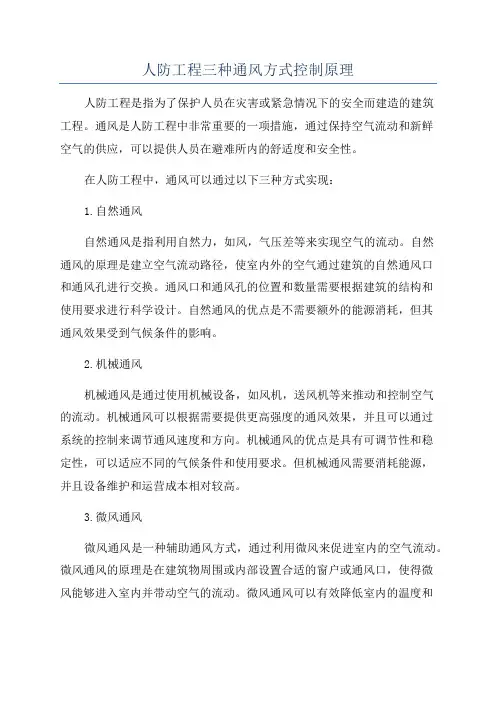 人防工程三种通风方式控制原理