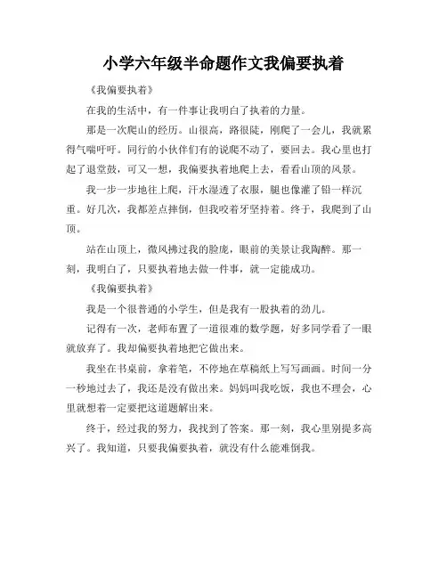 小学六年级半命题作文我偏要执着