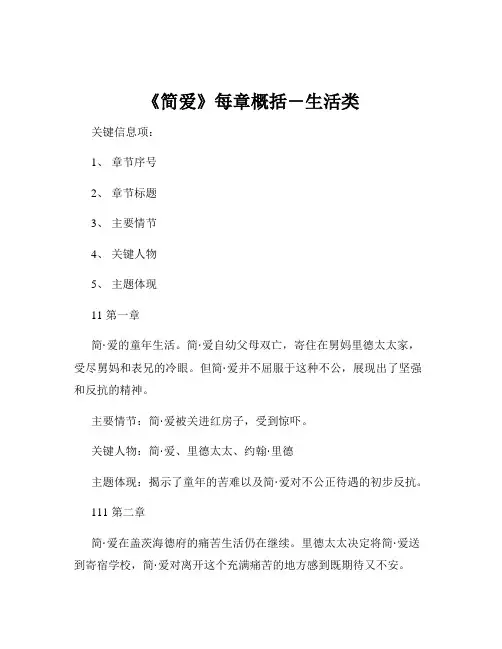 《简爱》每章概括-生活类