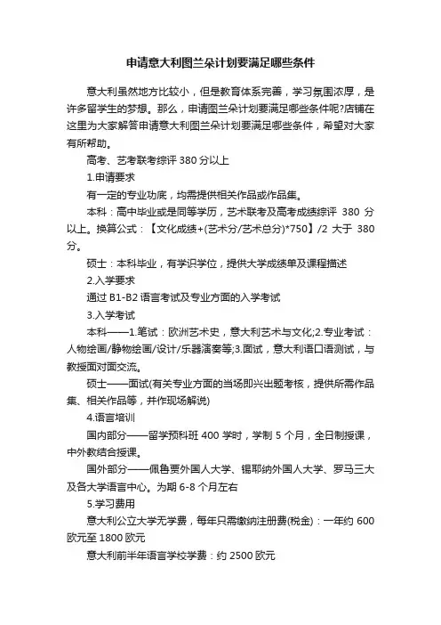 申请意大利图兰朵计划要满足哪些条件