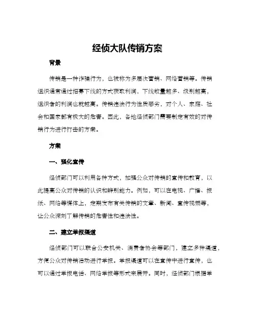 经侦大队传销方案