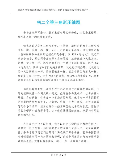 初二全等三角形压轴题