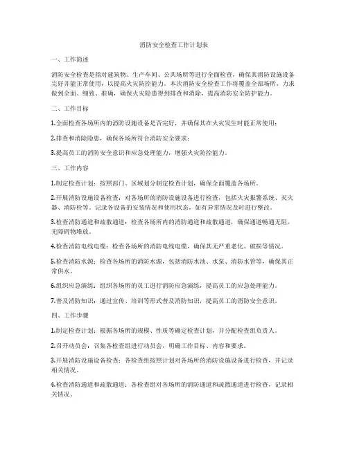 消防安全检查工作计划表