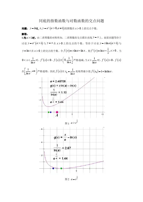 同底的指数函数与对数函数的交点问题