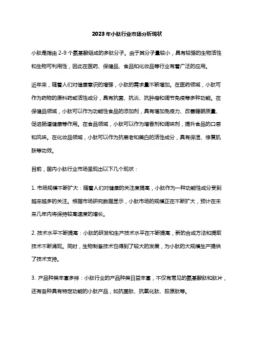 2023年小肽行业市场分析现状