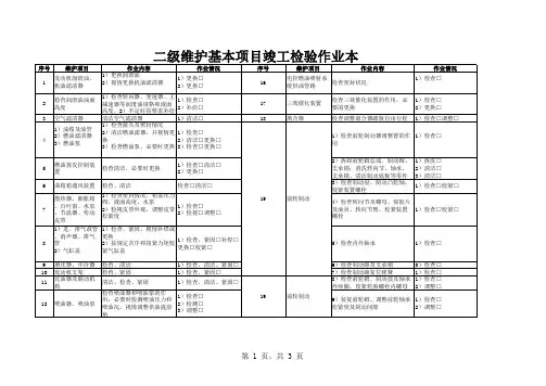 二级维护作业项目