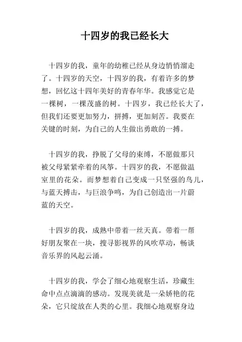 十四岁的我已经长大