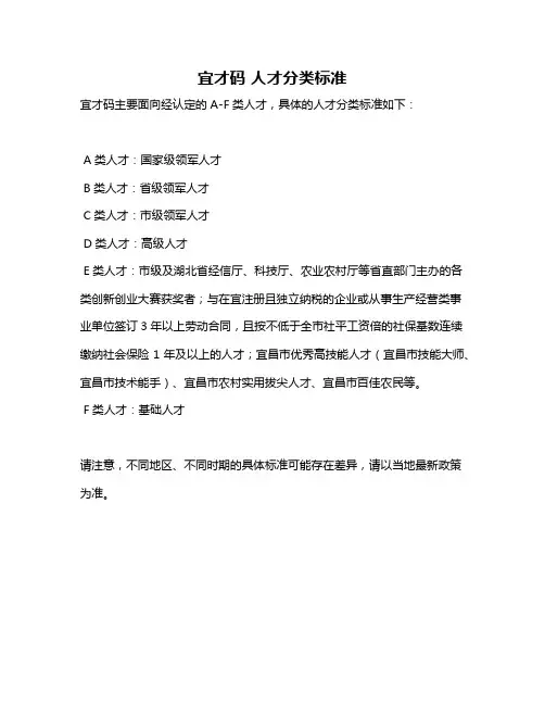 宜才码 人才分类标准