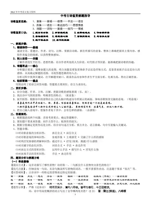 中考古诗鉴赏解题指导