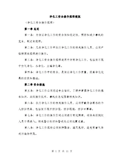 净化工安全操作规程模版（三篇）