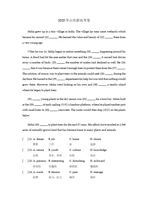 高考英语新高考一卷完形填空超详细解析讲义高考英语一轮复习