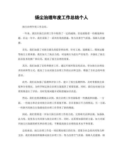 扬尘治理年度工作总结个人