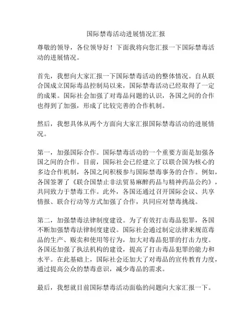 国际禁毒活动进展情况汇报