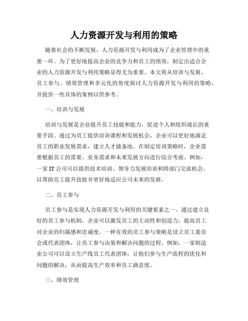 人力资源开发与利用的策略