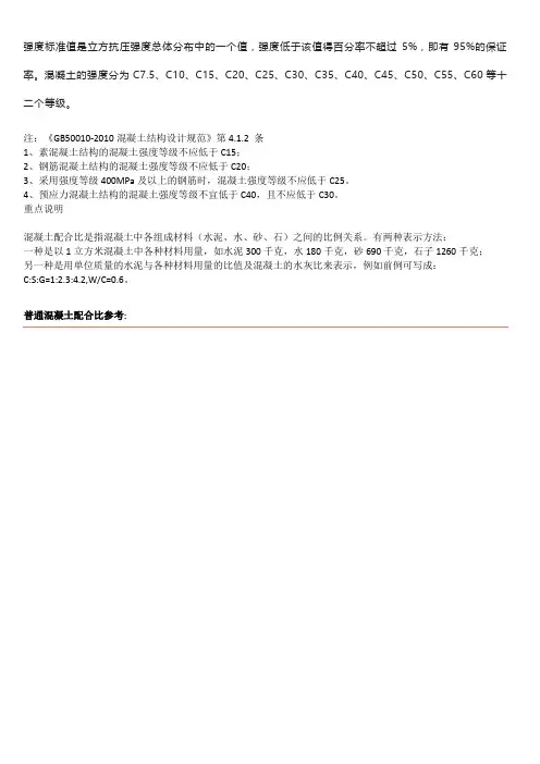 常规混凝土配合比