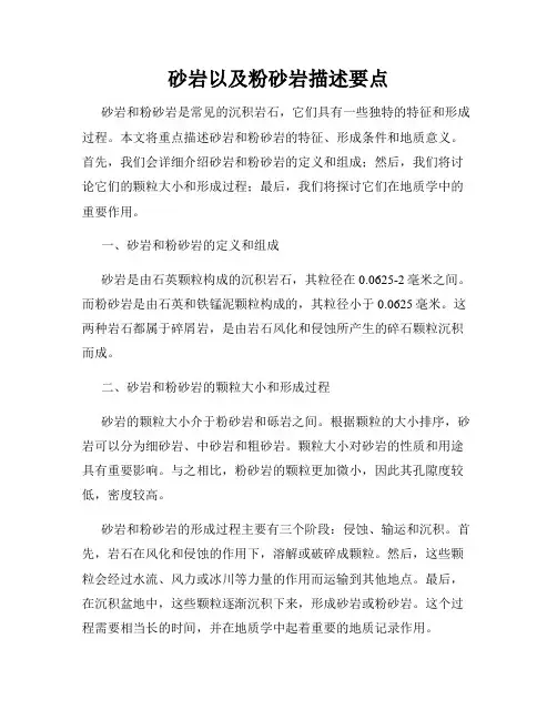 砂岩以及粉砂岩描述要点